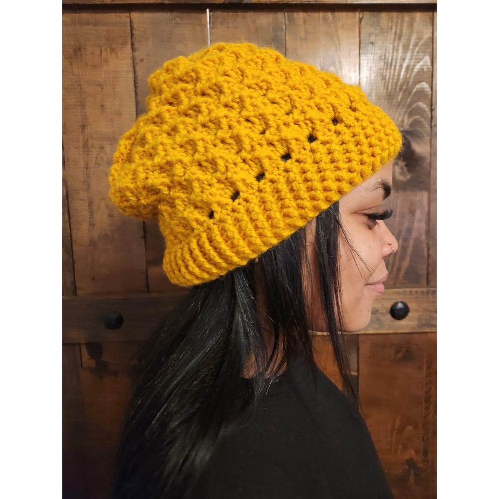 Slouchy Beanie Hat by MerakiMimos Mustard Yellow
